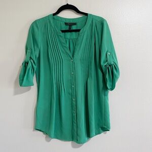 BCBGMaxAzria Twiggy Green Tunic Blouse Top Size X-Small
